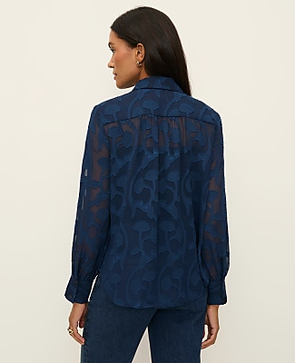 Satin Jacquard Collared Shirt