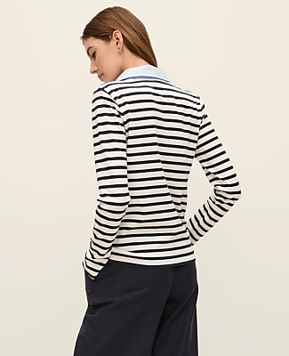 Weekend Striped Mixed Media Top