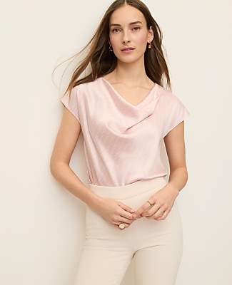Geo Satin Cowl Neck Top