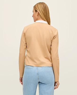 Petite Ruffle Collar Knit Jacket