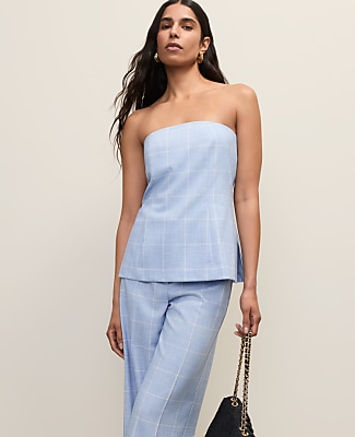 Petite Windowpane Strapless Top