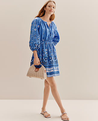 Petite Weekend Floral Shirred Dress