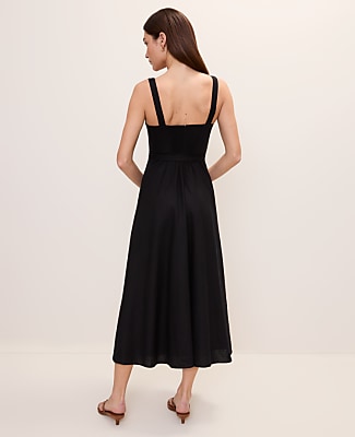 Belted Midi Dress in Linen Blend