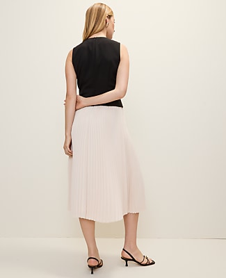 Petite Pleated Crew Neck Midi Dress