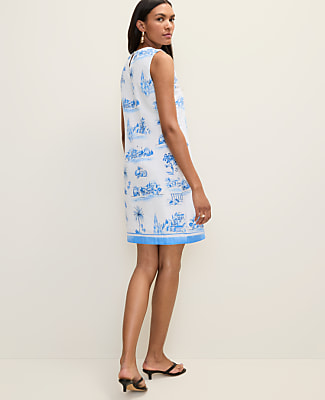 Petite Weekend Toile Shift Dress in Linen Blend