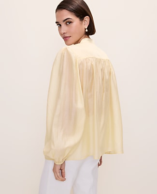 Petite Embroidered Gathered Blouse
