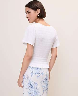 Petite Smocked Ruffle Top