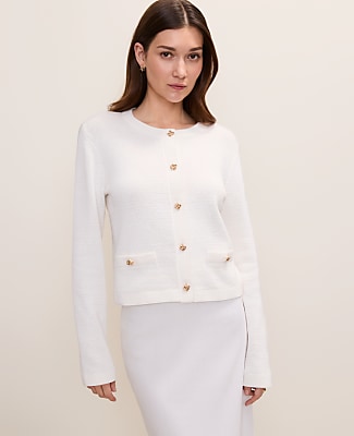 Petite Crew Neck Sweater Jacket
