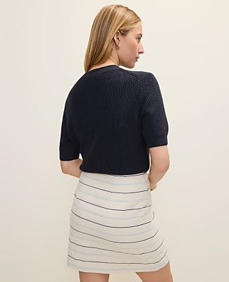 Petite Striped A-Line Skirt in Tweed