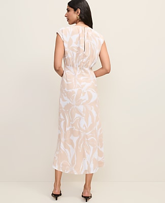 Petite Floral Gathered Midi Dress