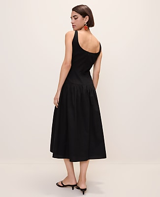 Petite Drop Waist Flare Midi Dress