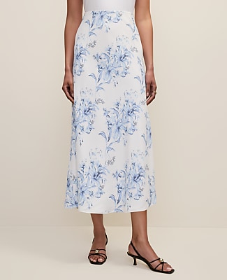 Petite Floral Bias Midi Slip Skirt