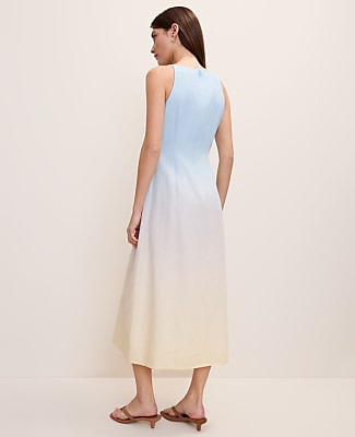 Petite Weekend Ombré Midi Dress in Linen Blend
