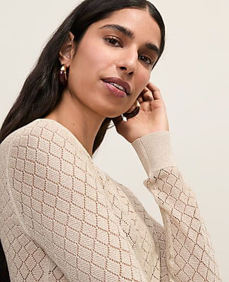 Petite Metallic Pointelle Stitch Ann Cardigan