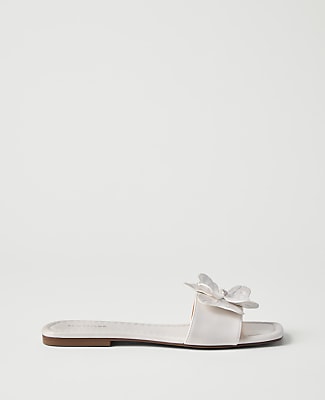Leather Flower Embellished Sandal