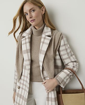 Petite Plaid Double Breasted Coat