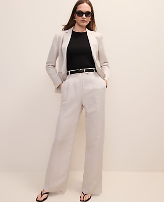 Ann Taylor The Pleated Straight Pant in Linen Blend