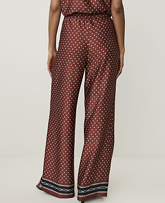The Petite Printed Drawstring Wide-Leg Pant in Satin