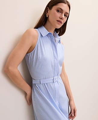 Striped Collared Halter Midi Dress