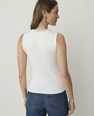 Ribbed Lace Trim Tank Top