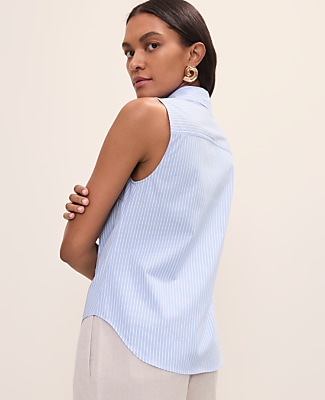 Petite Striped Sleeveless Essential Shirt