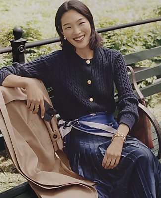 Horsebit Cable Cardigan