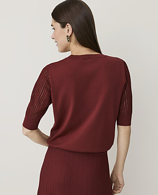 Petite Pointelle Sleeve Sweater Tee