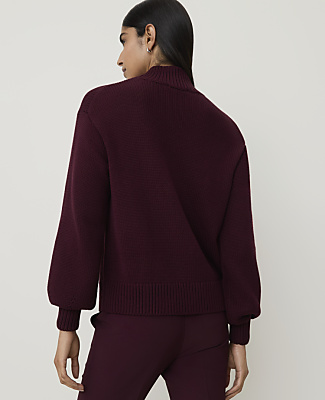Petite Floral Jacquard Mock Neck Sweater