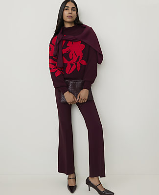 Petite Floral Jacquard Mock Neck Sweater