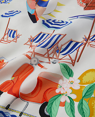 Amalfi Coast Printed Silk Scarf