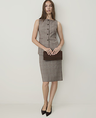 The Petite Plaid Tailored Pencil Skirt