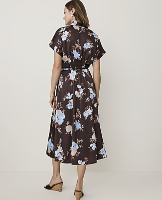 Petite Floral Collared Midi Shirtdress