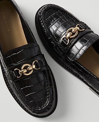 Hardware Embellished Croco Loafer