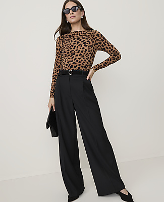 Ann Taylor The Petite Pleated Wide-leg Pant In Black