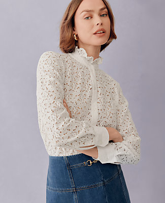 Ruffle Collar Lace Blouse