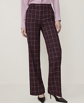 The Petite Windowpane High Rise Straight Pant