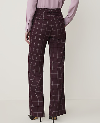 The Petite Windowpane High Rise Straight Pant