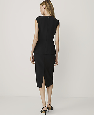 The Petite Wrap Effect Midi Dress in Fluid Crepe