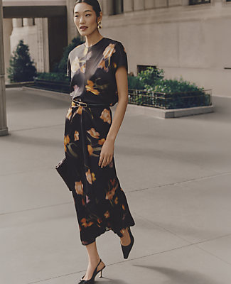 Floral Crew Neck Midi Dress