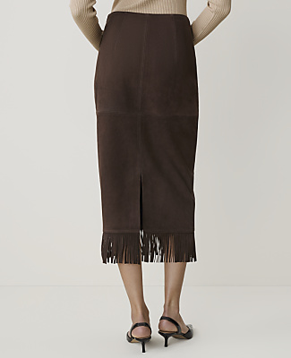 Studio Collection Suede Fringe Column Skirt