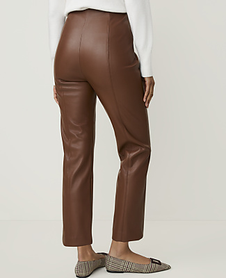 The Petite Side Zip Ankle Pant in Faux Leather