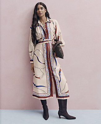 Horsebit Print Midi Shirtdress