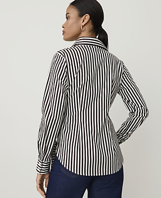 Striped Tie Waist Button Down Shirt