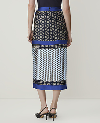 Geo Print Wrap Skirt in Satin