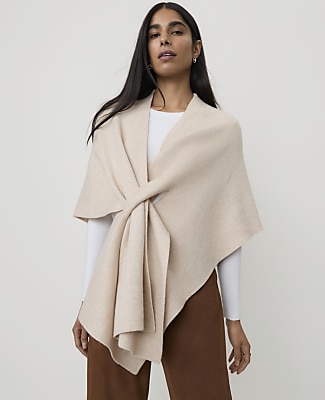 Ann Taylor Weekend Wrap Poncho In Grey Puff Heather