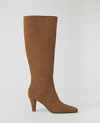 Ann Taylor Suede Skinny Heel Tall Boot In Coffee Bean