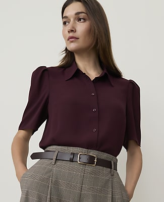 Ann Taylor Button Down Shirt In Purest Plum