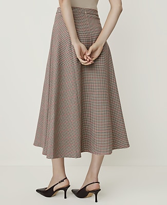 Houndstooth Full Midi Skirt