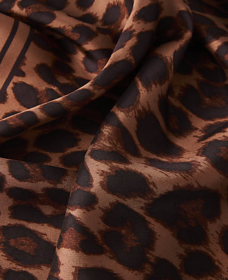 Ann Taylor Animal Print Silk Scarf Brown Multi Women's