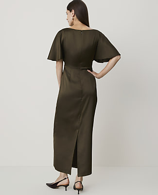 Ann Taylor Boatneck Column Midi Dress Caper Shadow Women's